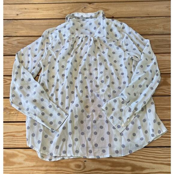 J Crew Dot 100% Silk Button Up Shirt Size XS Women’s Gray - Picture 2 of 8